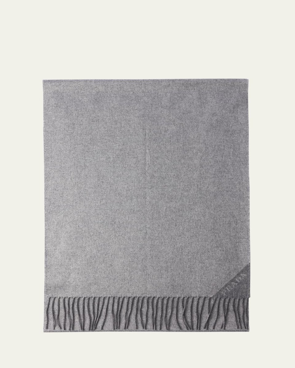Fringe Jacquard Cashmere-Silk Scarf